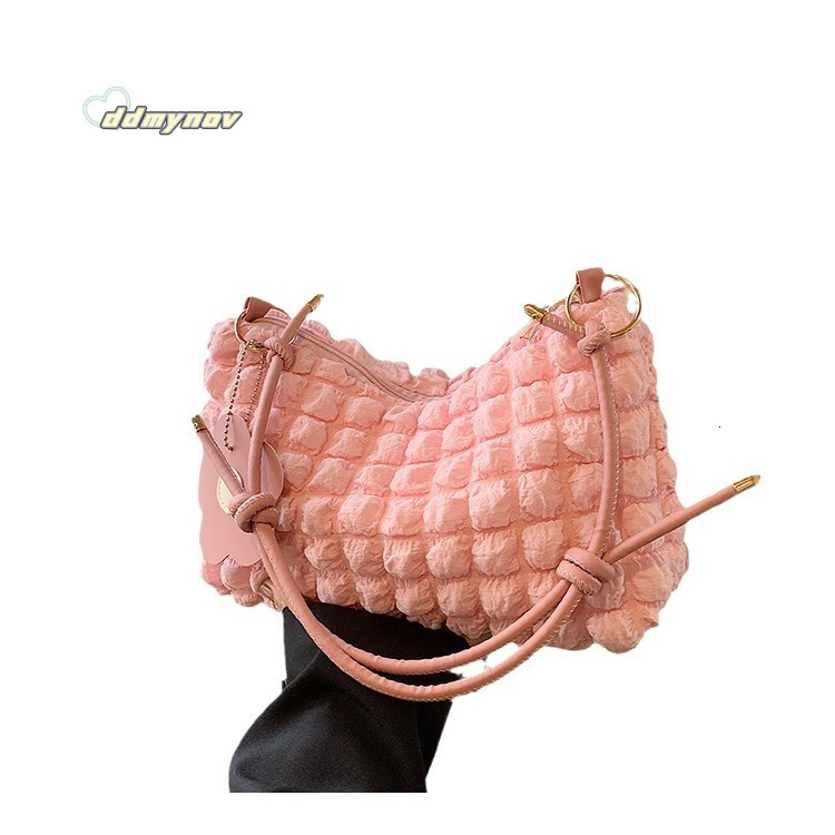 Bubble Flower Cylinder for Women 2024 New Korean and Japanese Style Girl Textured Shoulder Handheld Lunch Shopping Bag ddmynov