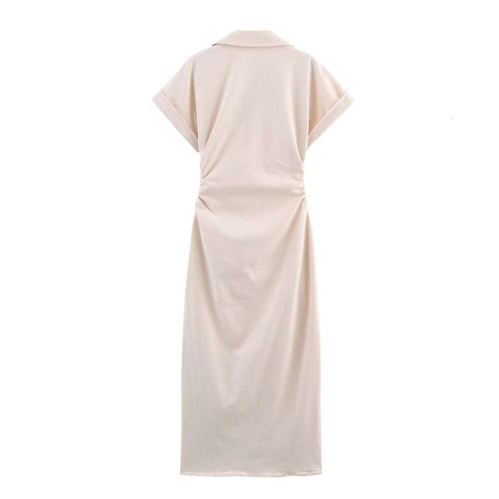 Spring New Style Denim Waist-Cinching Ruched Short-Sleeve Dress2284576 B5