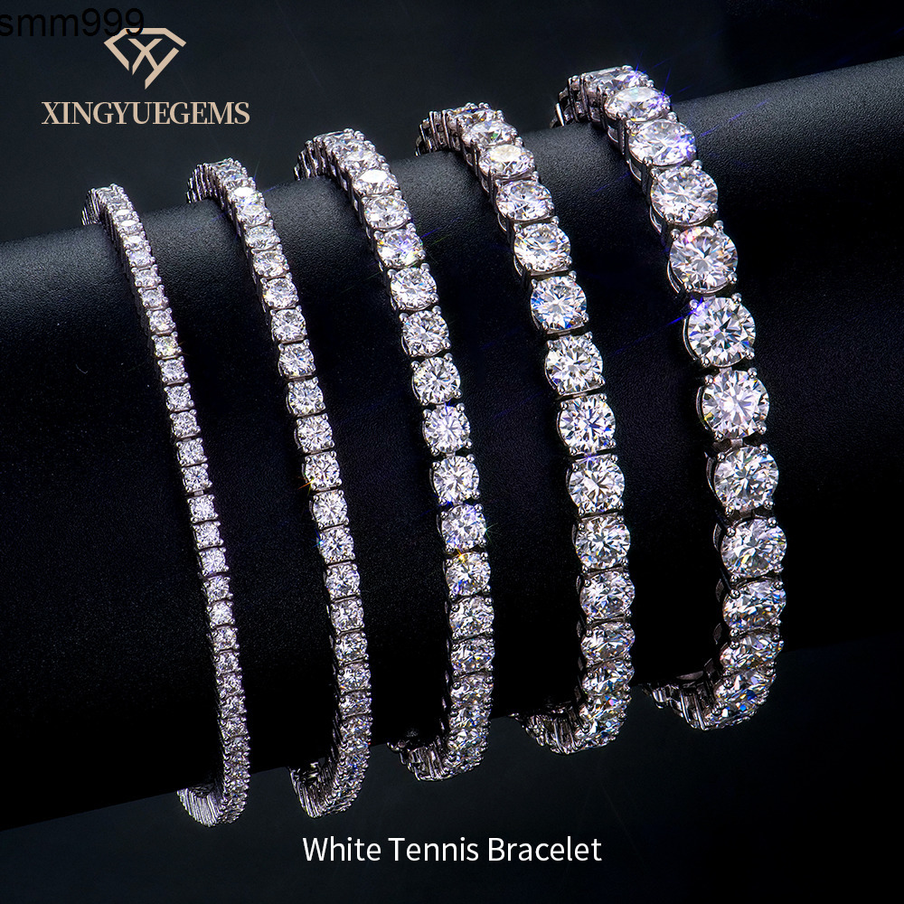 Wholesale Mossanite Moissanite Chain Bracelet Jewelry Manufacturer 2-6mm VVS Tennis Diamond Trendy Unisex Hip Hop Men Gift