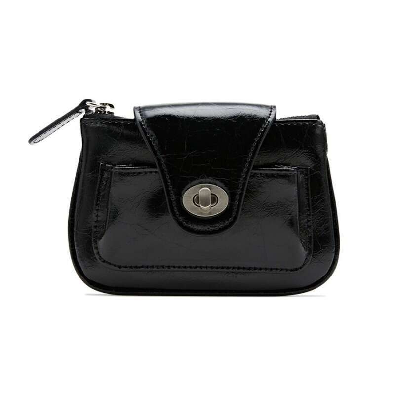 APOA Chain Small Bag Korean Niche Brand Crossbody PaoMicro Cowhide Coin Purse Mini Card Holder for Women