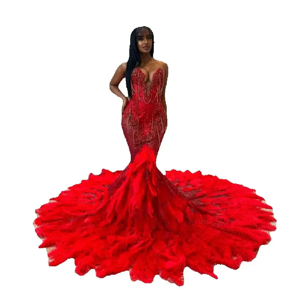 Shine Mermaid Evening Dress V Neck Prom Gowns Sequins Beads Appliques Pearls Prom Dress vestidos de festa Special Occasion Dresses Plus Size Customize