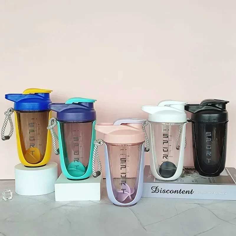 590ML Blender Shaker Bottle with Stirring Ball Protein Powder Shake Cup Plastic Mixing Cup Bodybuilding Exercise Bottle H260416