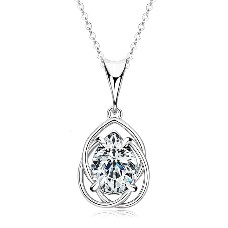 IOGOU Pear Cut 2.0ct Teardrop Pendant Necklace Adjustable S925 Silver Chain GRA Certified Fine Jewelry 2025 Trendy 250609