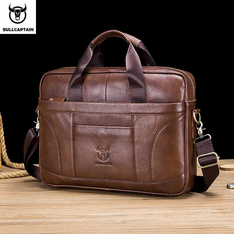 BULLCAPTAIN Men Briefcase Famous Brand Leather Shoulder Messenger Bags Office Handbag 14 inch Laptop bag High Quality W250610