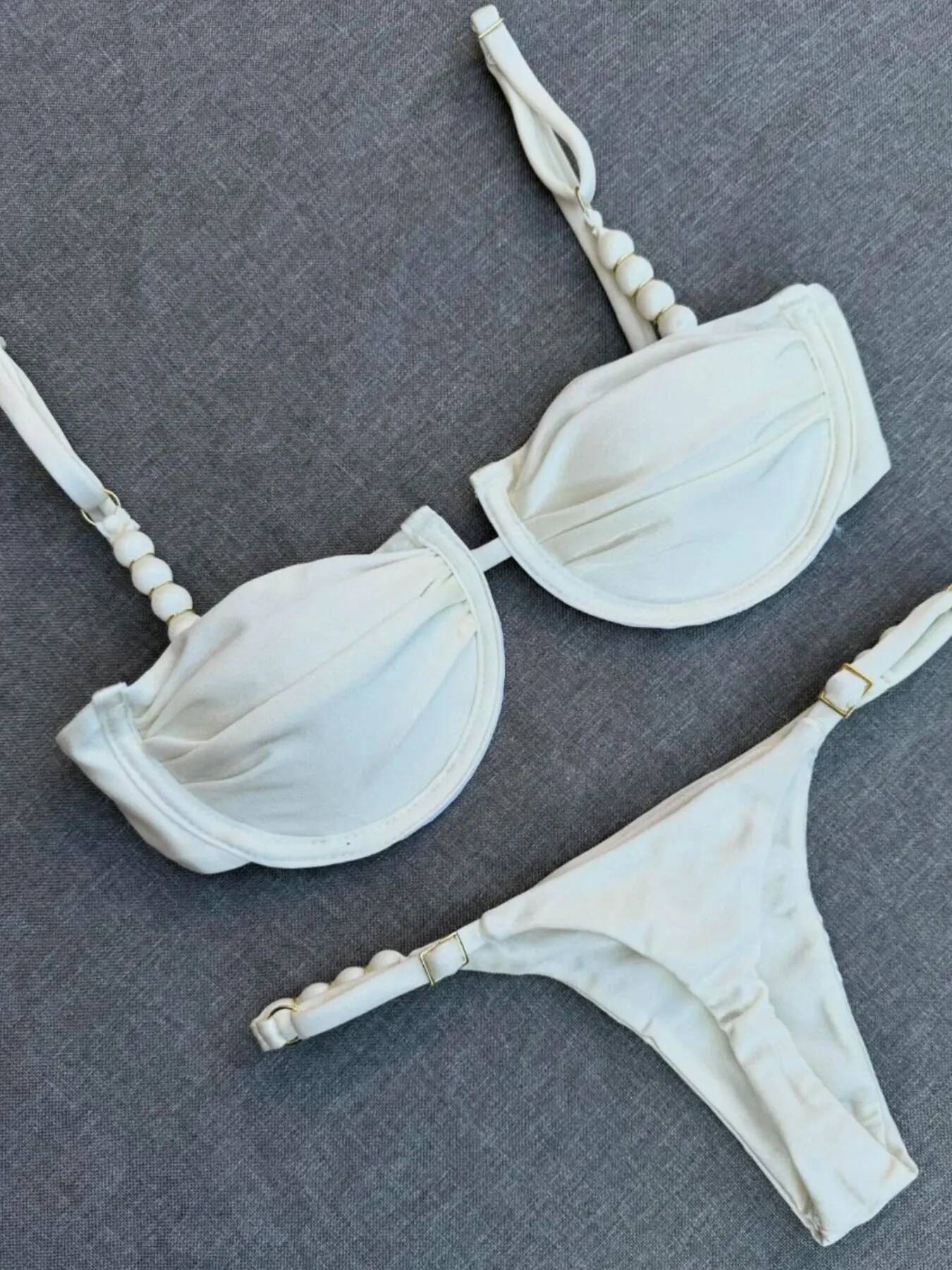 2025 Sexy Pink Bikini Set with Beaded Straps Perfect for Beachwear Pool Parties Special Ocns Stand Out This Summer