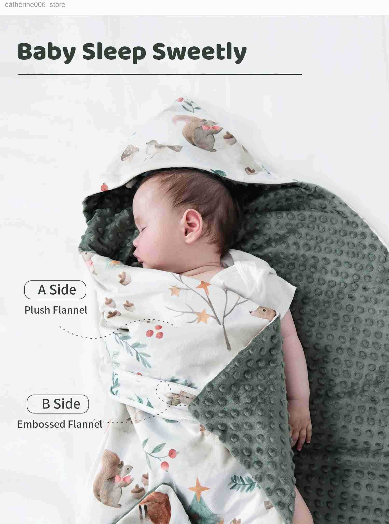 New Style Baby Hooded Blanket Warm Swaddling Wrap Winter Newborn Quilt Babe Toddler Nap Blanket Infant Bedding Baby Shower Gift y250610QHA1