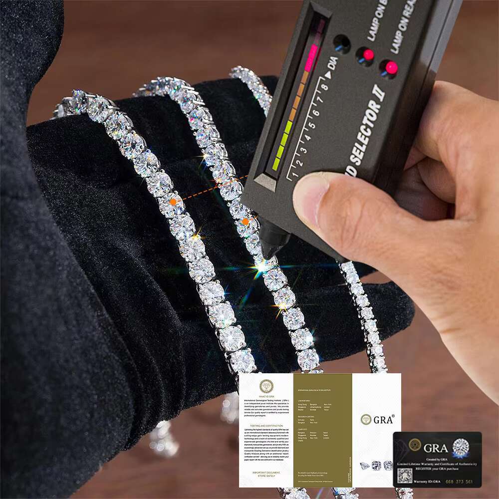 Moissanite Tennis Bracelet 18k White Gold Plated 925 Silver 3mm D VVS GRA Round Cut Women Men Gift Birthday Anniversary Bracelet