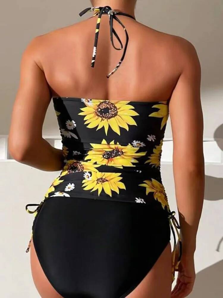 Women Suower Print Tankini Sets High Waist Bikini Two Pieces Swimsuit Swimwear Female Bathing Suit Beachwear Pool Swimming
