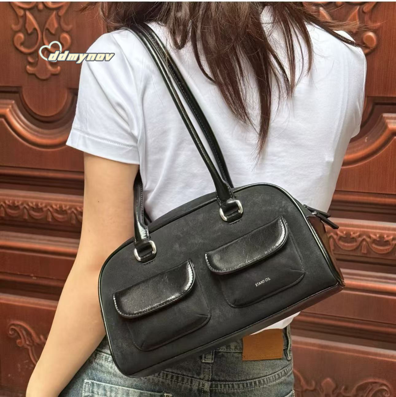 Korean Seo Ye-jung Same Style Bowling Bag Niche Boston High-end Casual Single Shoulder Handbag for Women ddmynov