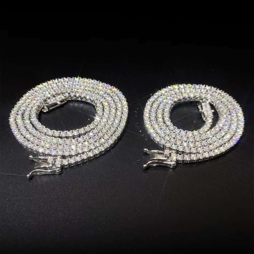 OACOCA Hip Hop 925 Silver Cuba Chain VVS Moissanite Diamond Tennis Chain Necklace Bracelet Jewelry Men Women Ice Out Necklace hot