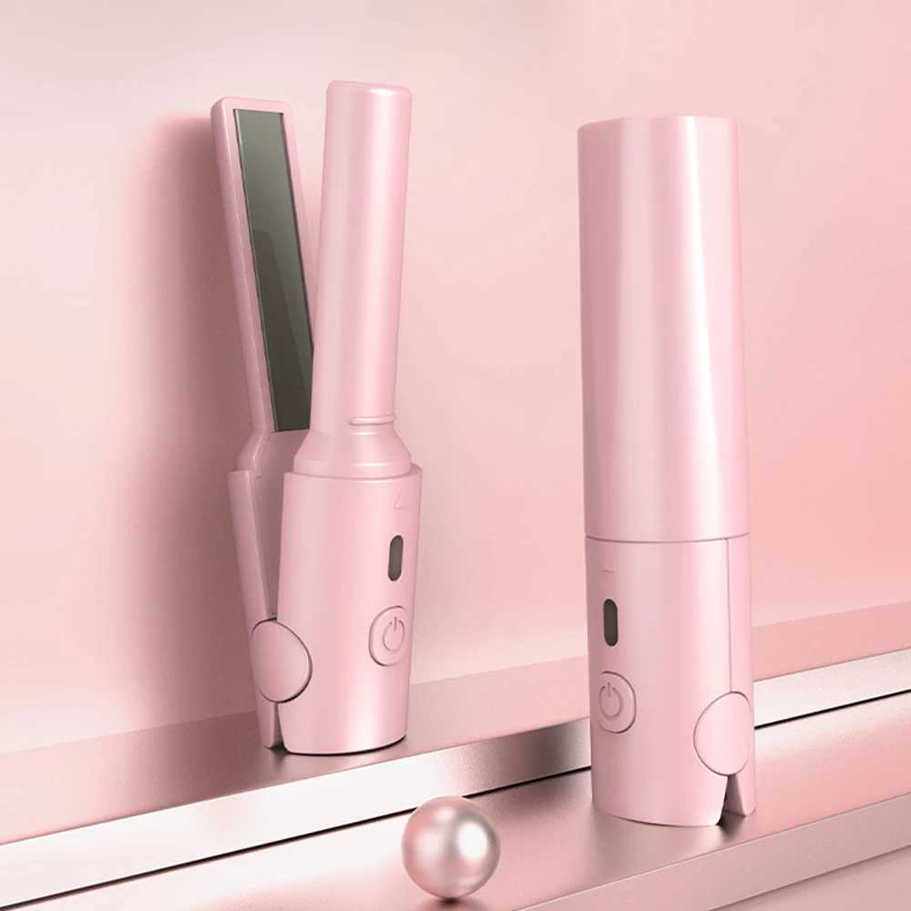 Mini Hair Straightener USB Rechargeable Straightening Iron Wireless Portable Titanium Plate Flat Iron For Travel Dual Voltage W250610