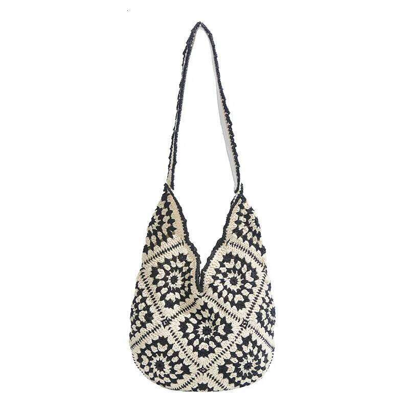 Women Knitted Shoulder Casual Beach Large Capacity Hollow Out Fashion Tote Handbag Outdoor Travel Bag