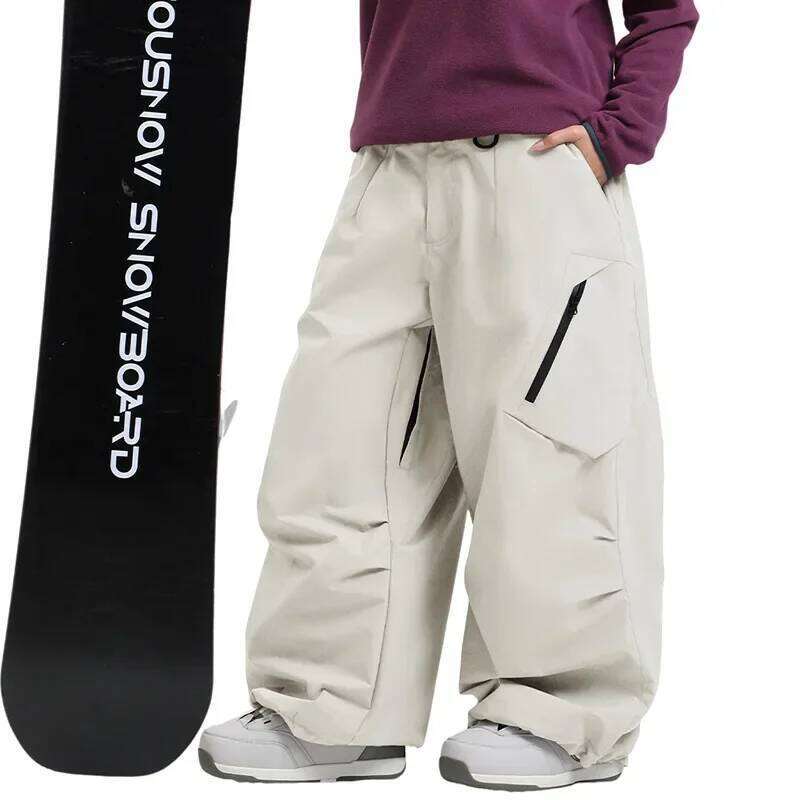 2025 New Ski Women's Winter Outdoor Single Board Windproof Breathable Warm Men's Sports Loose Wide Leg Pants