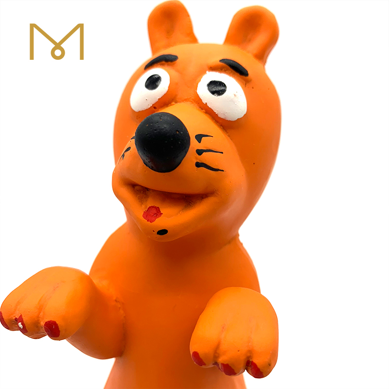 Rubber Squeaky Soft Dog Toy Latex Pet Chew Orange Tiger Dog Toys 4pcs/Pack