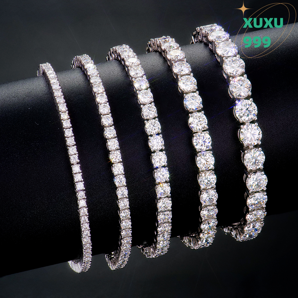 OACOCA 2-6mm Iced Jewelry 925 Sterling Silver VVS Graded Mossanite Moissanite Diamond Tennis Chain Bracelet Gift