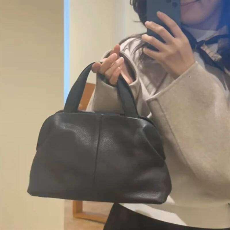 Designer Genuine Leather Handbag,Large Capacity Cowhide Women's Tote Bag,Korean 2025 New High-Quality Boston Pillow Bags