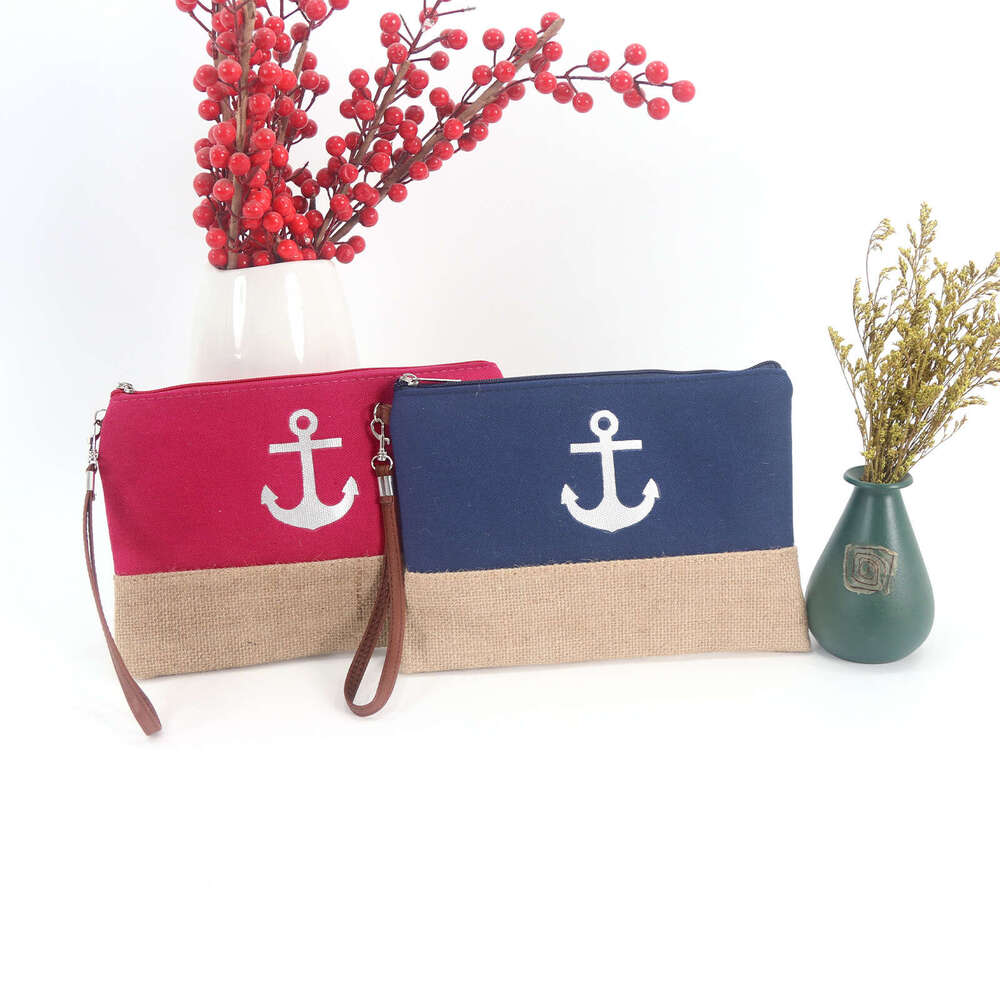 New Style Girly Coin Purse Women's Makeup Valentine's Day Event Straw Woven Pencil Case Linen Storage Bag