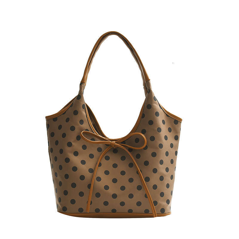 Korean Style Polka Dot Fashion Shoulder Large Capacity New Personality Handbag Basket With Bowknot Strap Underarm Bag