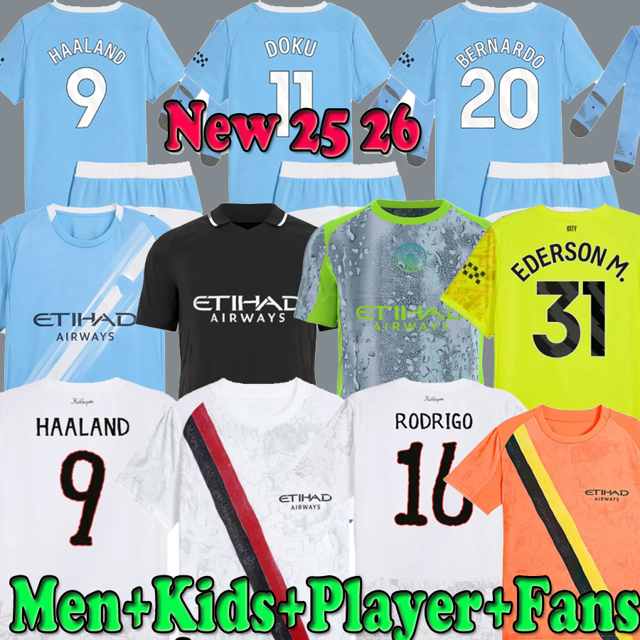 25 26 Soccer Jerseys MaN Kids CiTy HAALAND DE BRUYNE goalkeeper GREALISH FERRAN MAHREZ FODEN BERNARDO 2025 2026 RODRIGO Football Shirt Men Kids Kit Sets Uniforms