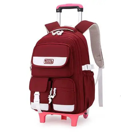 School Rolling Backpack for girls Wheeled backpack Primary Trolley Bags Middle schoolbag with wheels 250605