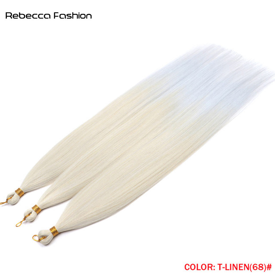 Rebecca Fashion Ariel Straight Pony Twist Synthetic Braid Ombre Blonde 28 Inch Crochet Braiding Hair Extension