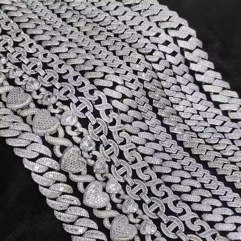 OACOCA 5mm Moissanite Tennis Chain 925 Silver Hip Hop Jewelry for Men