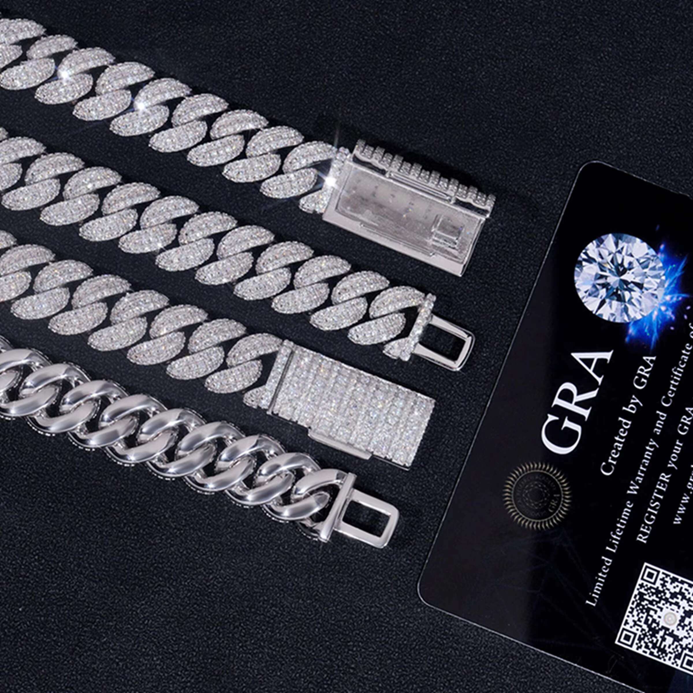OACOCA Hot Sale 925 Sterling Silver Iced Out Necklace 13mm Rapper Style Hip Hop Prong Moissanite Cuban Link Chain