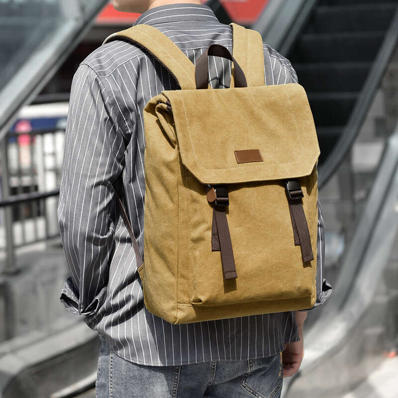 Men's Backpack New Style Double Shoulder American Casual Laptop Travel Canvas College Middle Student School Bag