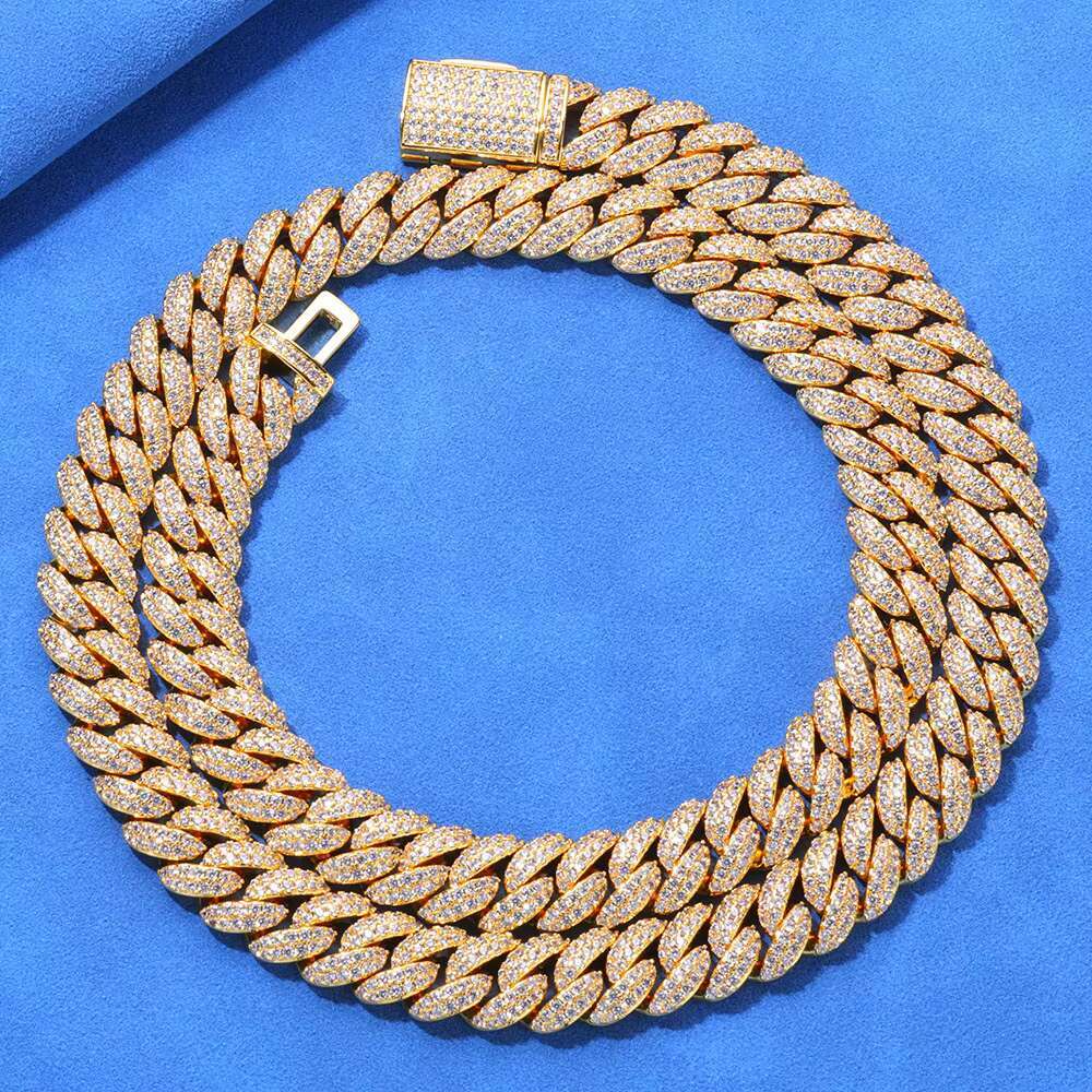 Hip Hop S925 Silver Moissanite Necklace 10mm Bubble Cuban Chain Brand Personality Necklace OACOCA