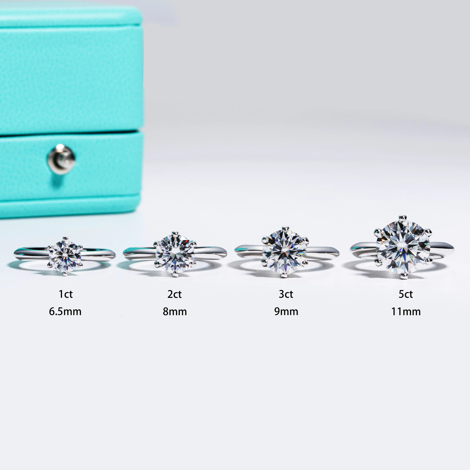 AnuJewel 1ct 2ct 3ct 5ct D Color Engagement Ring For Women 925 Sterling Silver Gold Plated Solitaire Rings Wholesale 250610