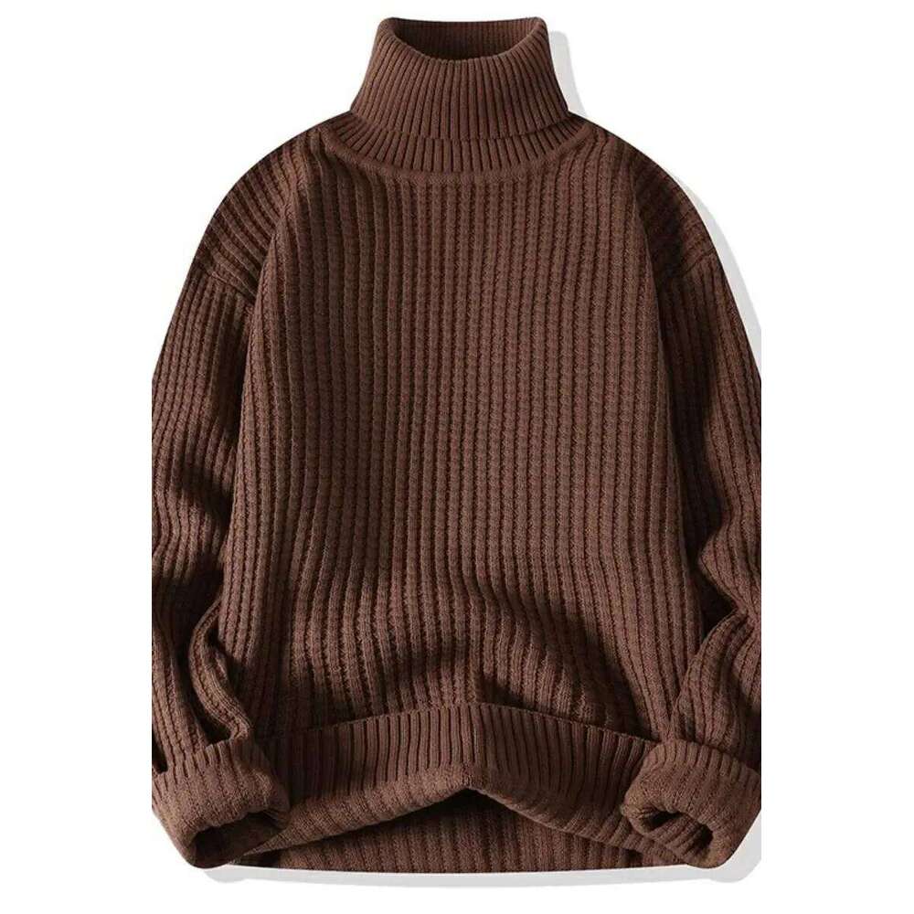 Autumn Winter New Mens Turtleneck Pullover Men Solid Color Knit Business Casual Sweater Warm Pull Jumper
