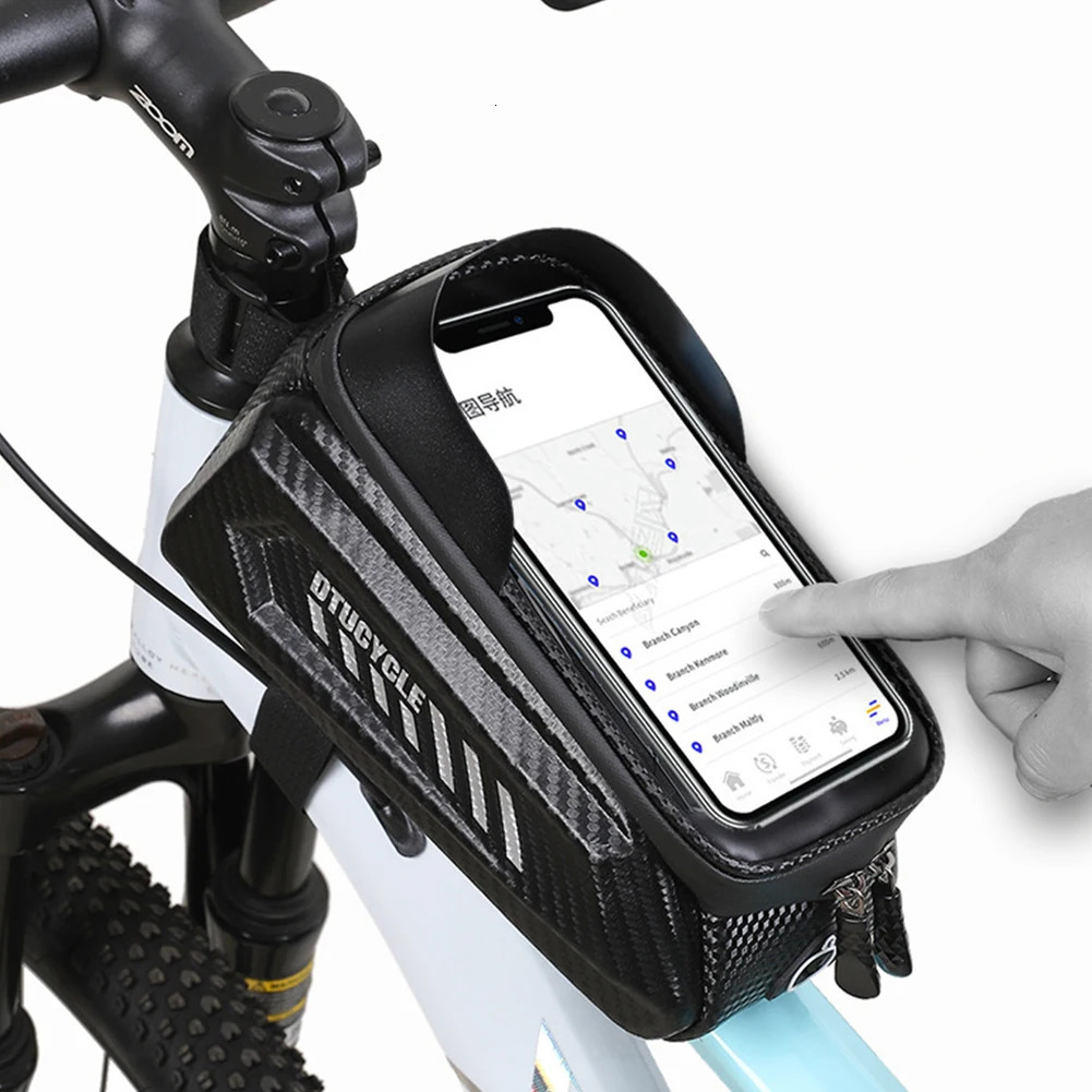 1.5L EVA Bicycle Top Tube Bag 7.4 TPU Touchscreen Bike Frame Front Tube Bag Waterproof Hard Casing Bike Bag Bike Accessories 250610