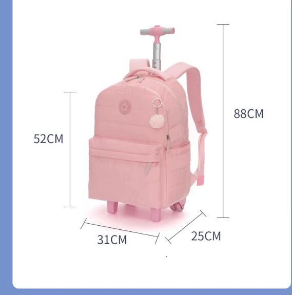 School Rolling Travel Backpack Set for Girls 18 Inch Wheeled Bag Trolley Bags Teenagers Children 250605