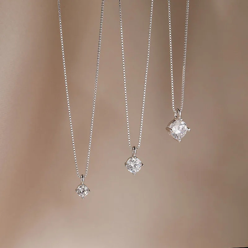 S925 Sterling sliver Gold Plated Necklace Versatile Single Sparkling Zircon Clavicle Chain for Women Wedding Jewelry 250609