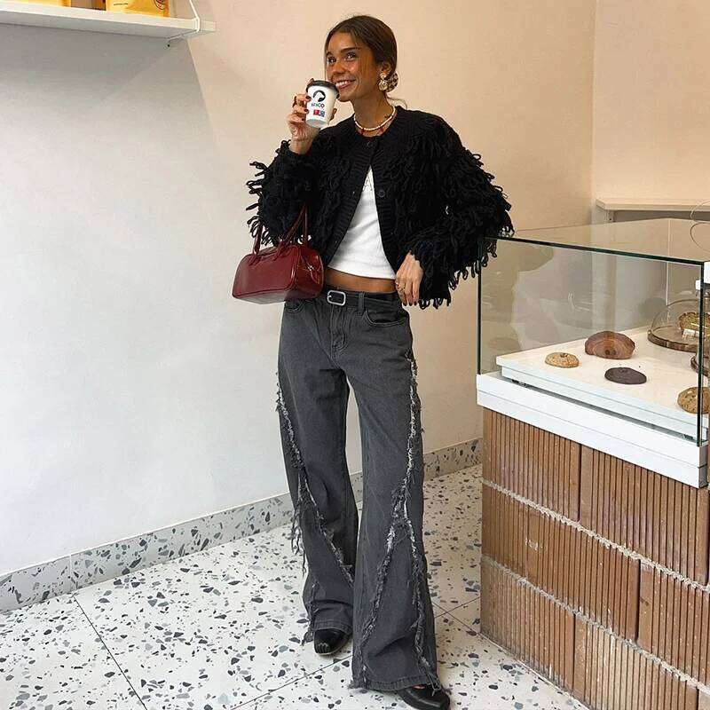 Women O Neck Yarn Patchwork Warm Knitted Cardigan Women's Elegant Single Breasted Short Sweater 2024 New Lady Street Outwear