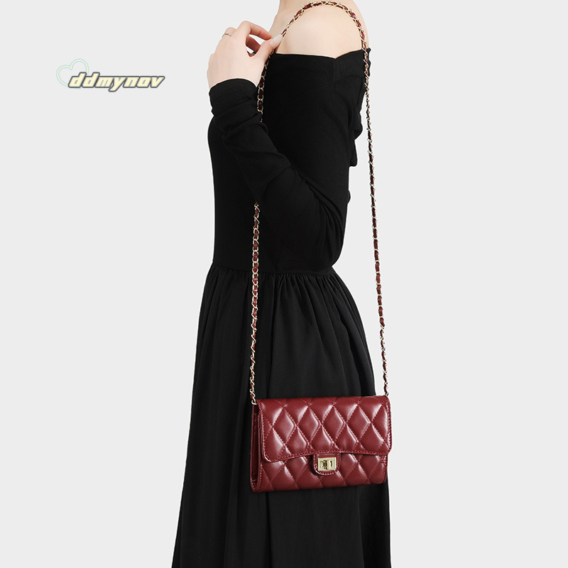 Korean Style Quilted Chain for Women 2025 New Internet Celebrity Small Square Elegant Simple Fashion Ladies Crossbody Bag ddmynov