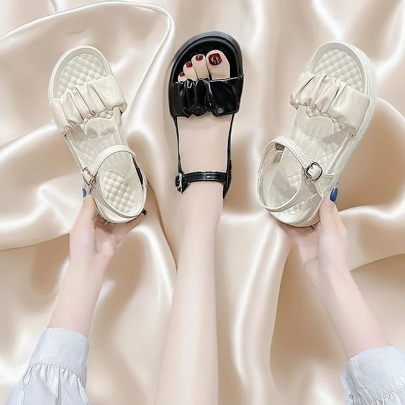 Beautiful Platform Sandals Female Casual Daily Schoolgirl Fairy Wind Beach Flat Roman Shoes Platform 2025 Women Shoes 250604