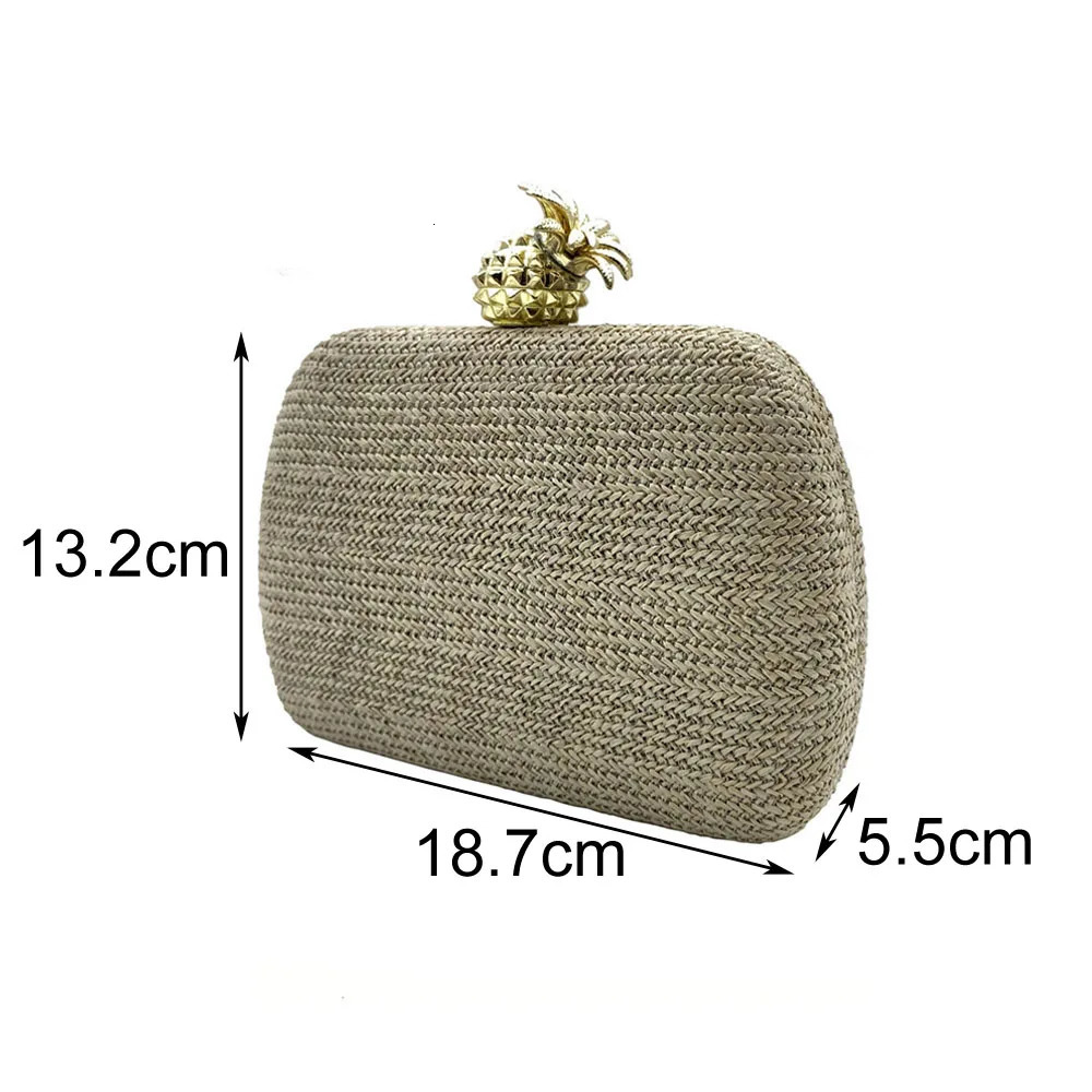 Fashion Pineapple Women Evening Bags Ladies Raffia Material Summer Clutch Purse Shoulder Chain Wedding Party Handbags 250605