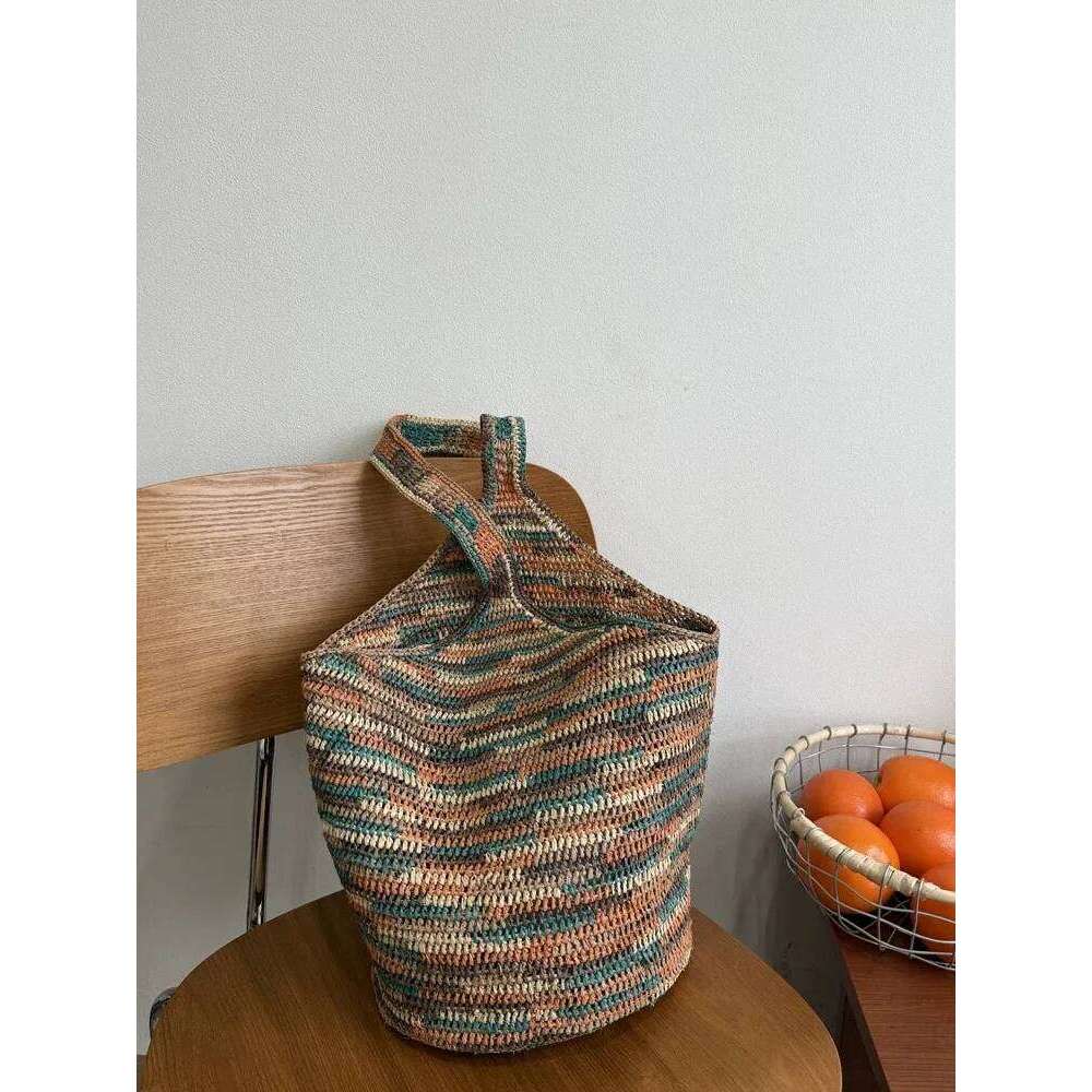Color Raffia Straw Lady Shoulder Designer Handbags Large Bag Handmade Summer Beach Purses High-Quality Wholesale
