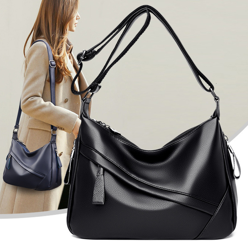 Free Shipping Luxury New Style Middle-aged Women's Bag Large Capacity Soft Leather Designer Simple Shoulder Mom Bag Elegant Crossbody Bag