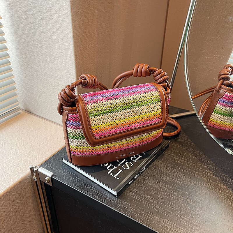 2024 Trendy Niche Style New Woven Handbag Small Square Simple Fashionable Shoulder Crossbody Bag GUHUISHU