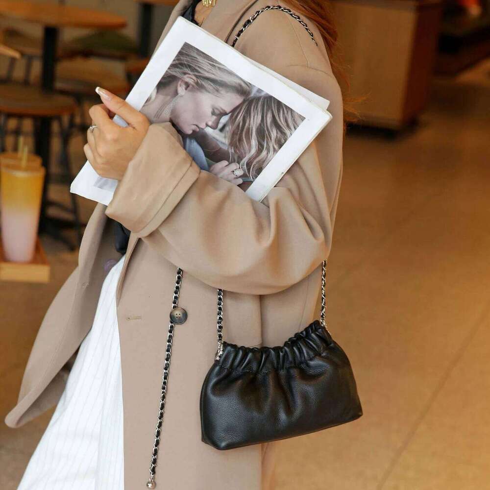 First Layer Cowhide Cloud Dumpling 2025 New Niche Design Small Gold Ball Chain Shoulder Fashion Women's Crossbody Bag