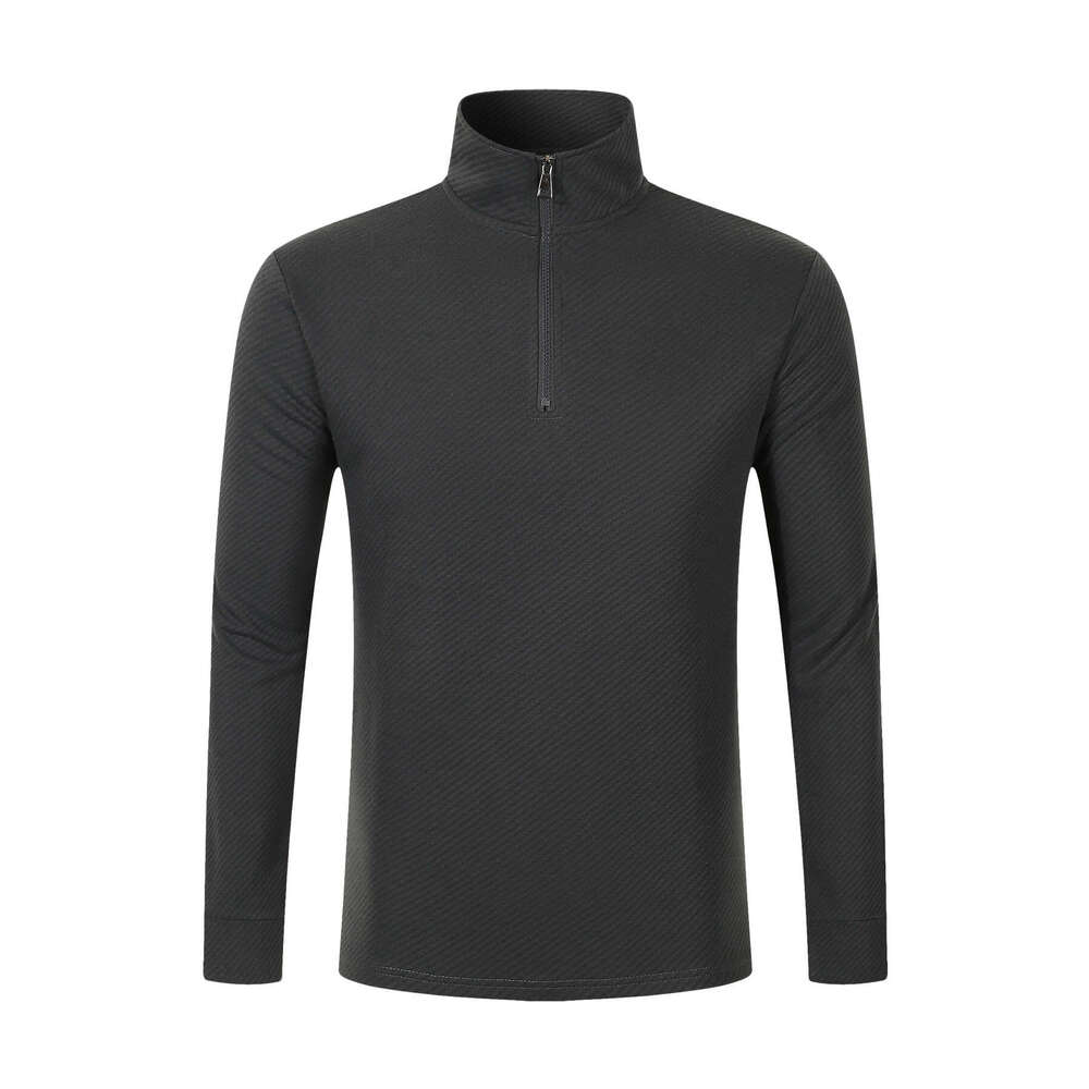 Ins Autumn New Twill Jacquard Zipper Long Sleeve Men's Sports Polo Shirt B5