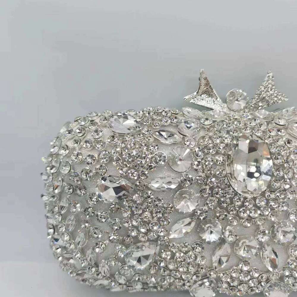 XIYUAN Sier Golden Evening Shiny Flower Rhinestone Dia Clutch Dress Handbag Chain bag Classy Square Box Bag for Women