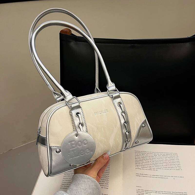 2025 Bag For Women, Large Capacity Single Shoulder Underarm Color-Blocked Handbag Boston Bag, Trendy And Versatile
