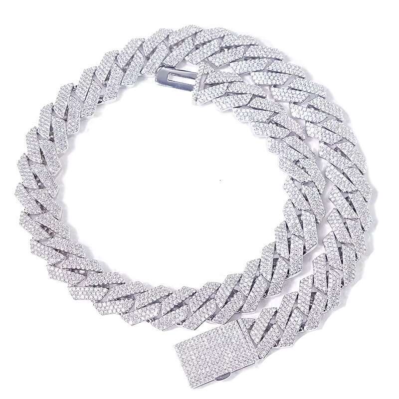 OACOCA Pure 925 Silver Jewelry Sterling Hip Hop Moissanite Diamond Iced Out Cuban Chain Necklace for Women