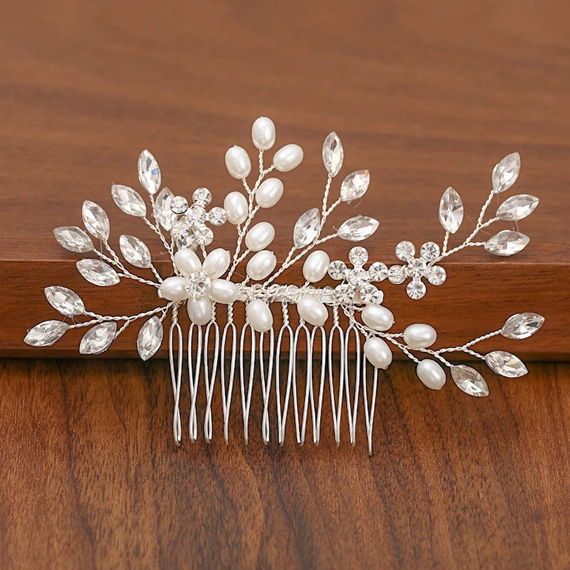 Silver Color Pearl Rhinestone Wedding Hair Combs Hair Accessories For Women Accessories Hair Ornaments Jewelry Bridal Headpiece 250610