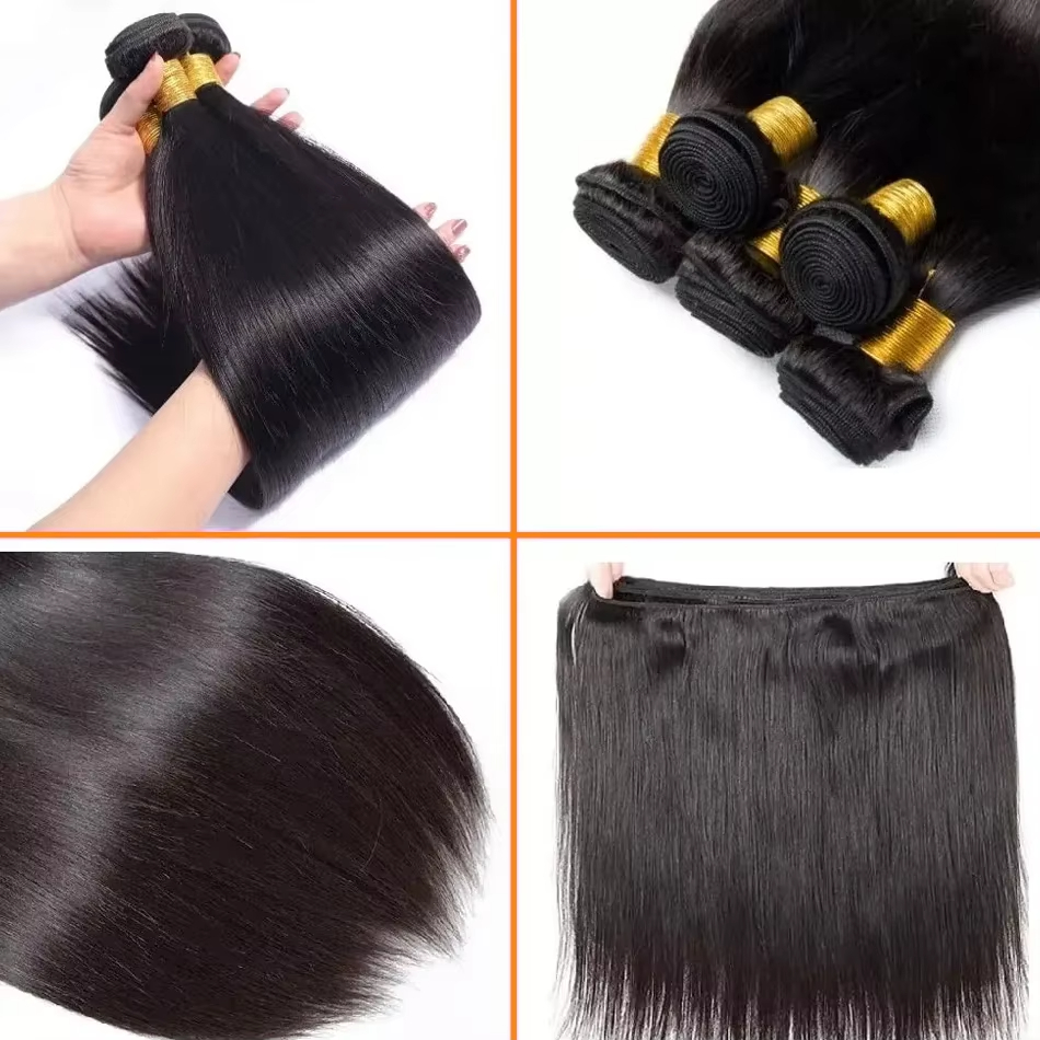 8 Inch Straight Bundles Human Hair Burmese Curly Raw Hair Bundles Double Weft Virgin Hair Extensions Quick Weaving 100% Human Hair Body Wave 3 4 Bundl