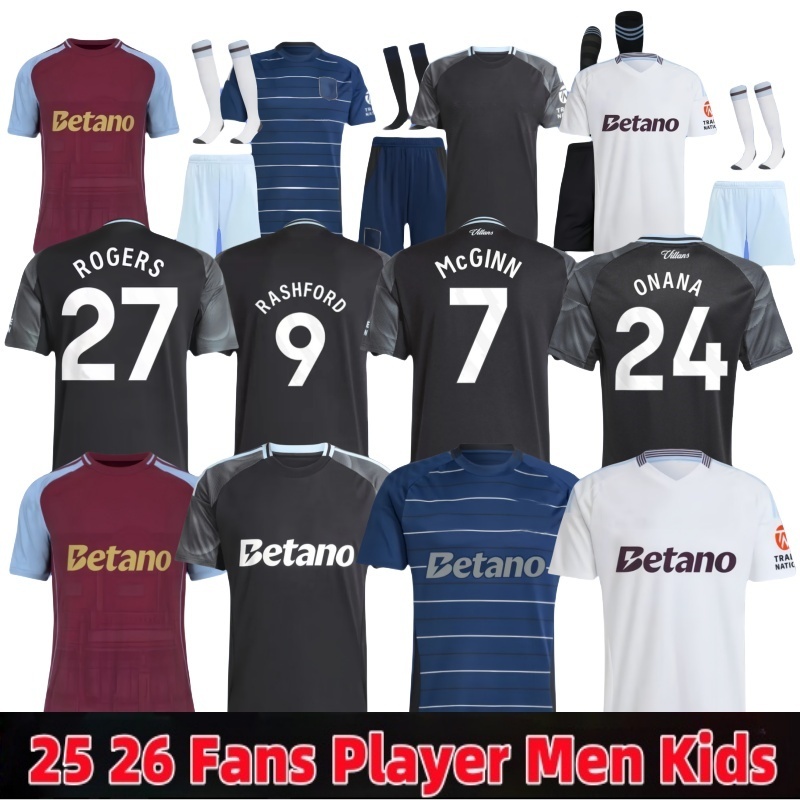 25 26 Aston VillaSoccer Jerseys Kids Kit 150-Year Anniversary Football 2025 2026 Shirt Fans Version Camisetas Futbol MINGS McGINN BUENDIA WATKINS Maillot 3XL4XL