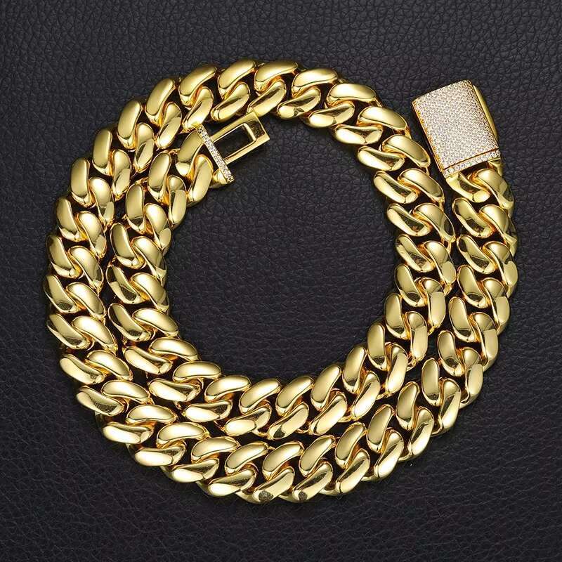 19mm Moissanite Clasp Vintage Chain Sterling Silver Cuban Link Chain Necklace for Man Women OACOCA